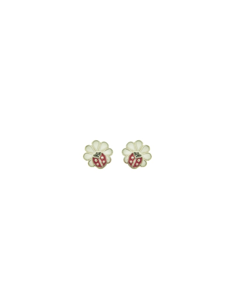 BOUCLES D'OREILLES ARGENT RHODIE - COCCINELLE - EMAIL