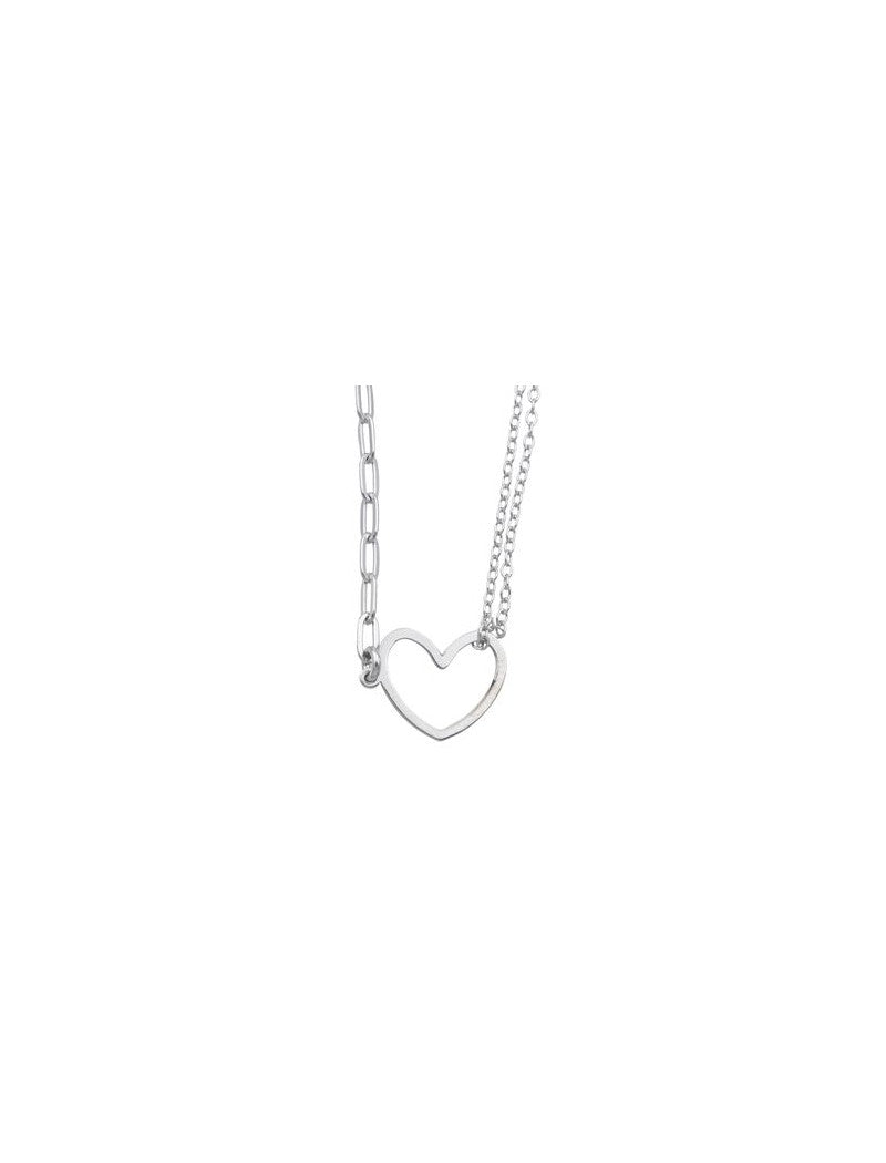 COLLIER ARGENT RHODIE - COEUR