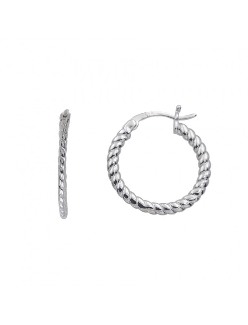 CREOLES ARGENT RHODIE - TORSADE - 18 MM