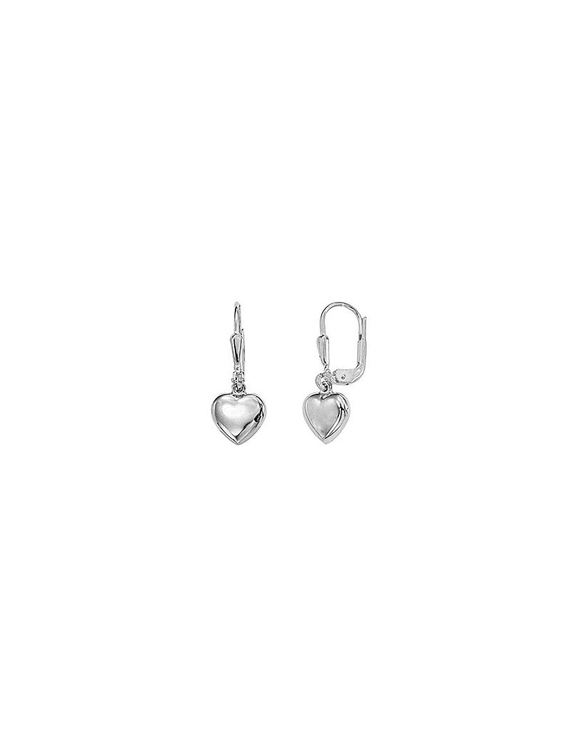 BOUCLES D'OREILLES ARGENT RHODIE - COEUR - PENDENTE