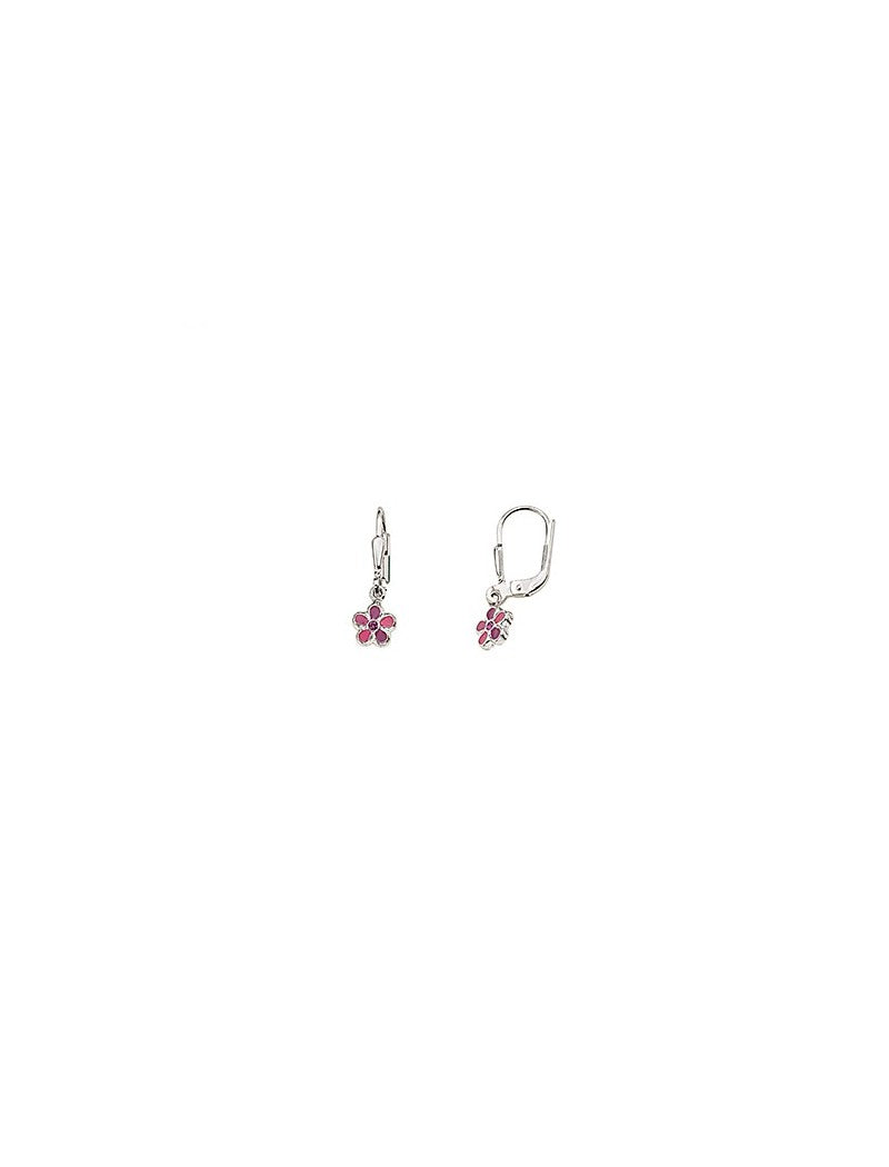 BOUCLES D'OREILLES PASSION ARGENT RHODIE - S. QUARTZ ROSE- LAQUE ROSE