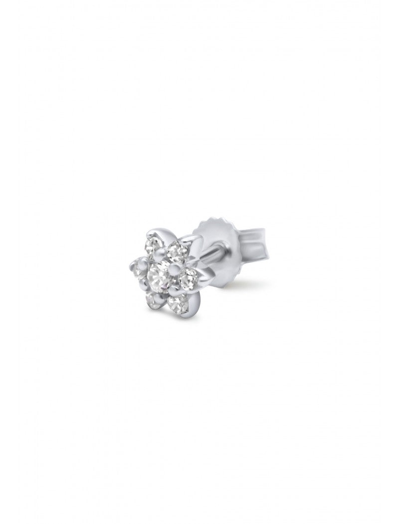 BOUCLES d'OREILLES ARGENT RHODIE - FLEUR - ZIRCONIA