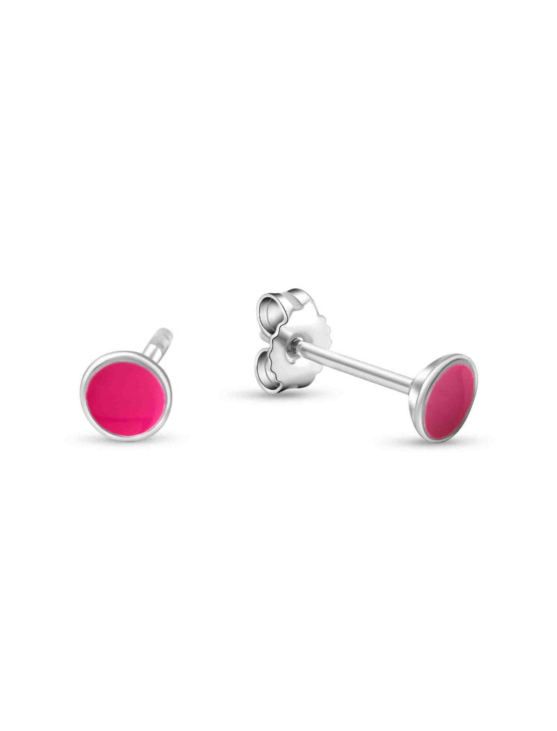 BOUCLES D'OREILLES ARGENT RHODIE - LAQUE ROSE