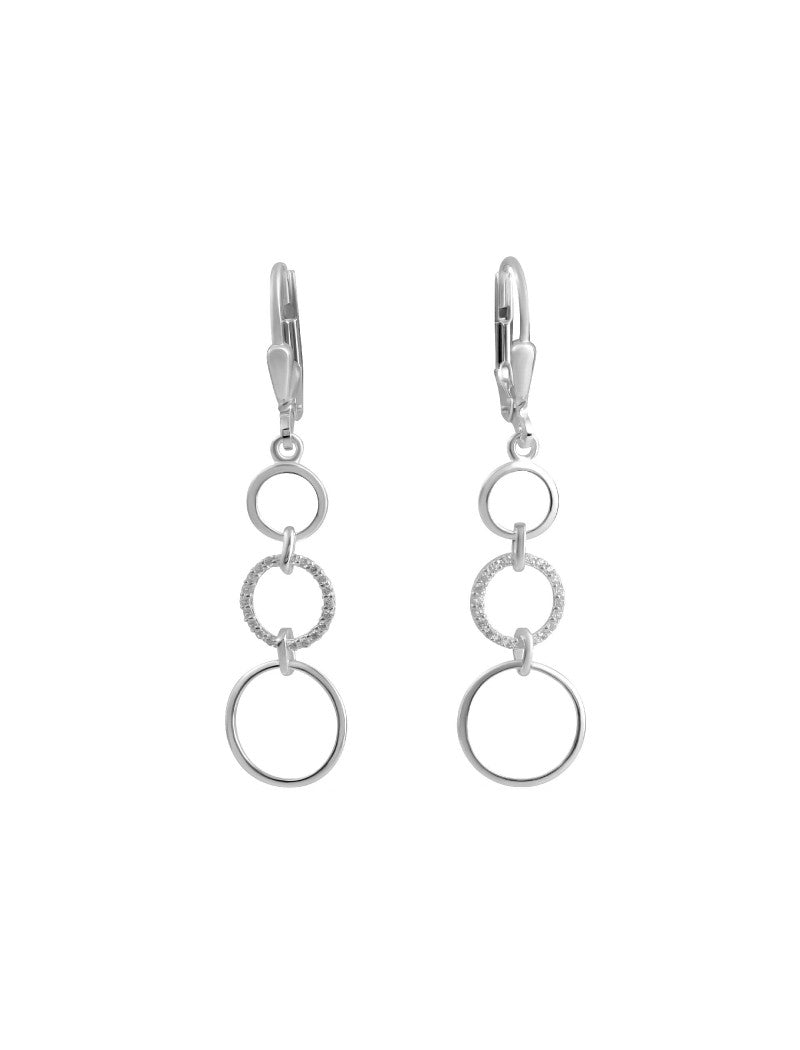 BOUCLES D'OREILLES ARGENT RHODIE - PENDANTE - ZIRCONIA