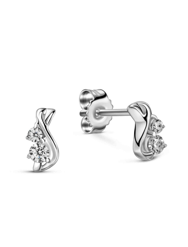 BOUCLES D'OREILLES ARGENT RHODIE - ZIRCONIA