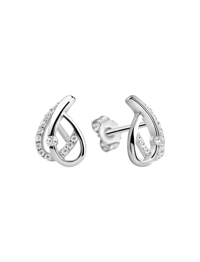 BOUCLES D'OREILLES ARGENT RHODIE - ZIRCONIA