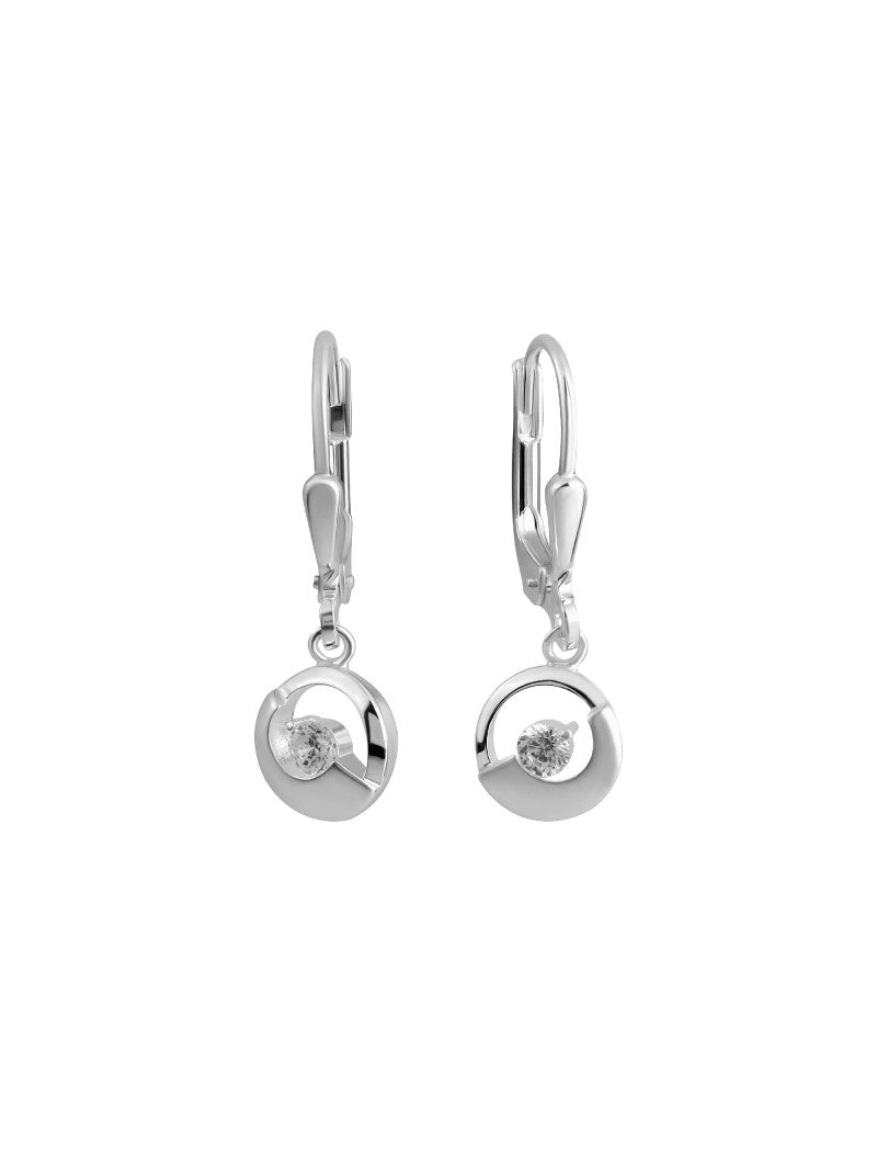 BOUCLES D'OREILLES ARGENT RHODIE - PENDANTE - ZIRCONIA