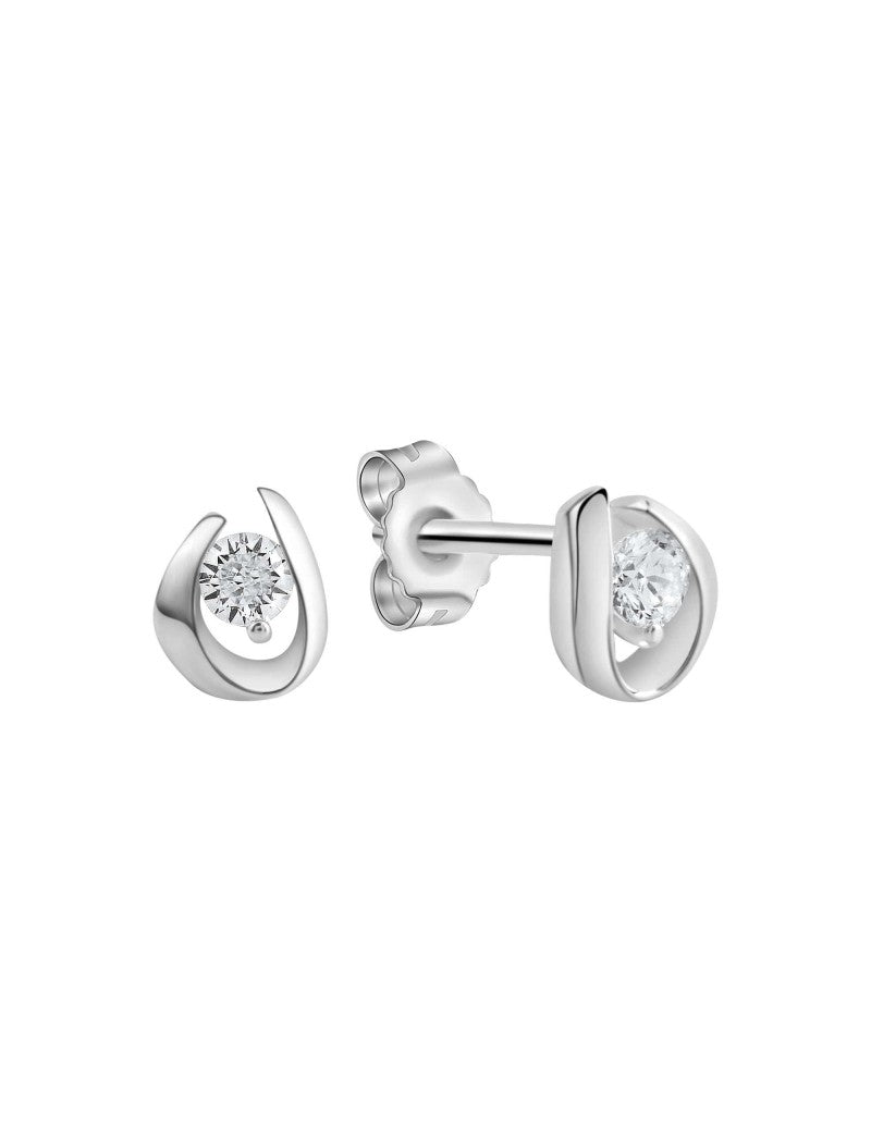 BOUCLES D'OREILLES ARGENT RHODIE - ZIRCONIA