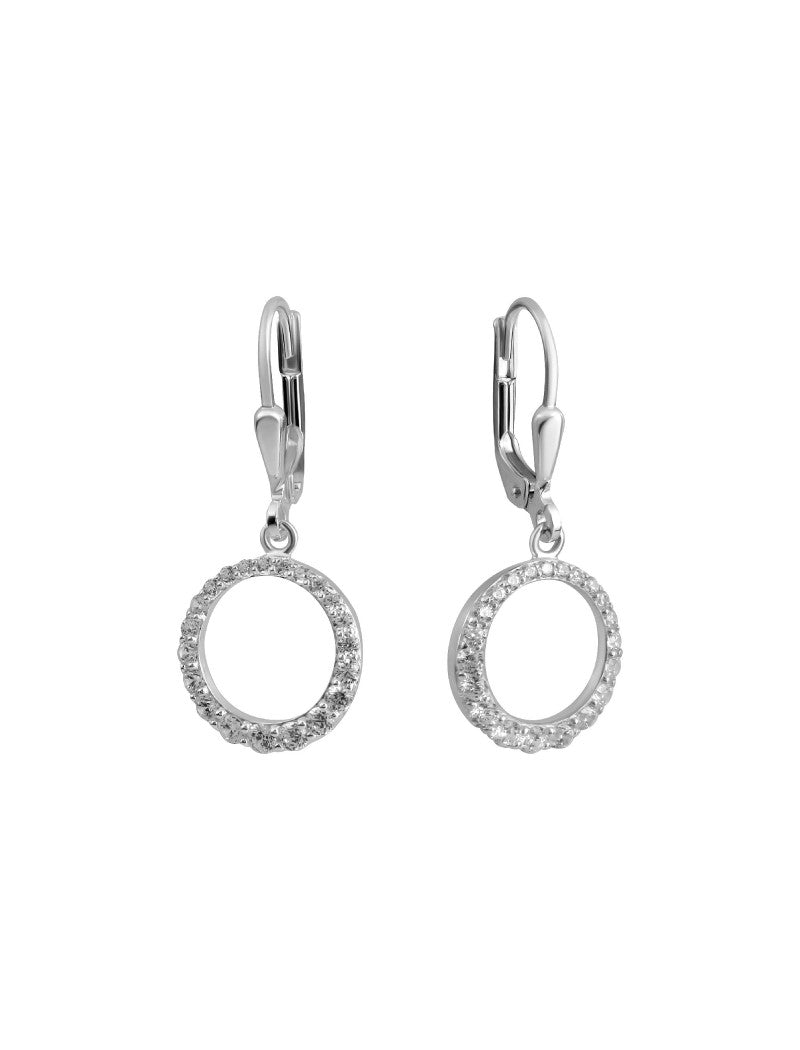 BOUCLES D'OREILLES ARGENT RHODIE - PENDANTE - ZIRCONIA
