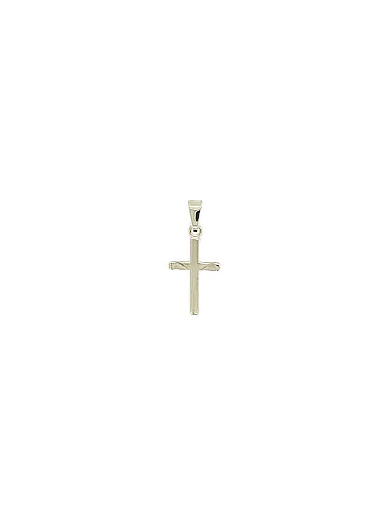 PENDENTIF ARGENT RHODIE - CROIX DIAMANTE - 15 MM