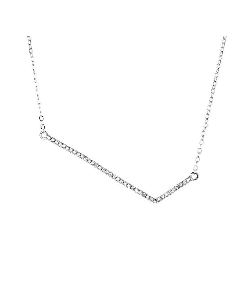 COLLIER PASSION ARGENT RHODIE - ZIRCONIA - 40+5 CM