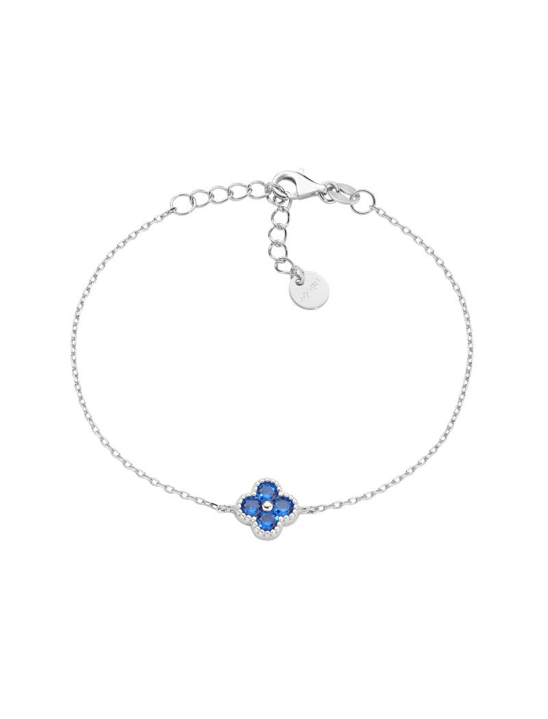 Bracelet en argent sterling avec zircone bleue - Rhodium
