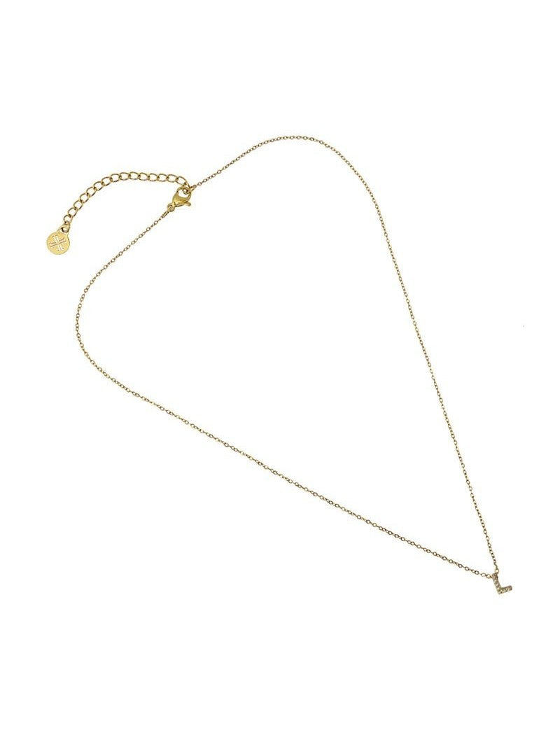 COLLIER EMILIA - JAUNE - ZIRCONIA - LETTRE L - 38+5 CM