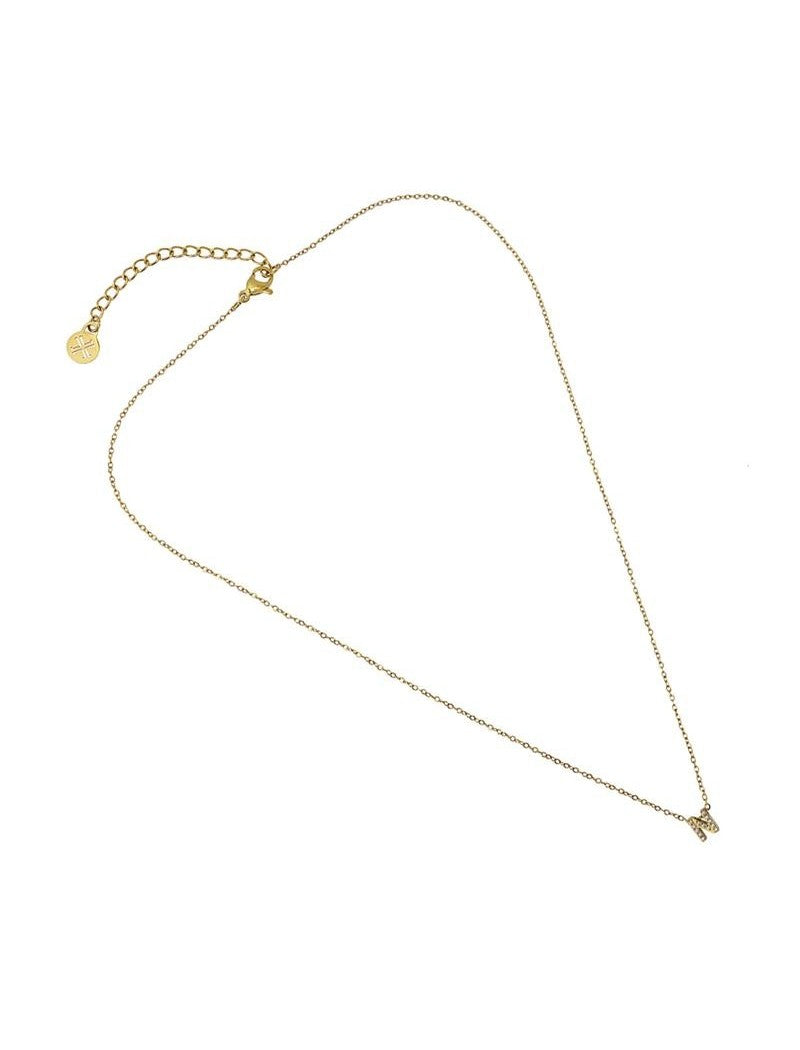 COLLIER EMILIA - JAUNE - ZIRCONIA - LETTRE N - 38+5 CM