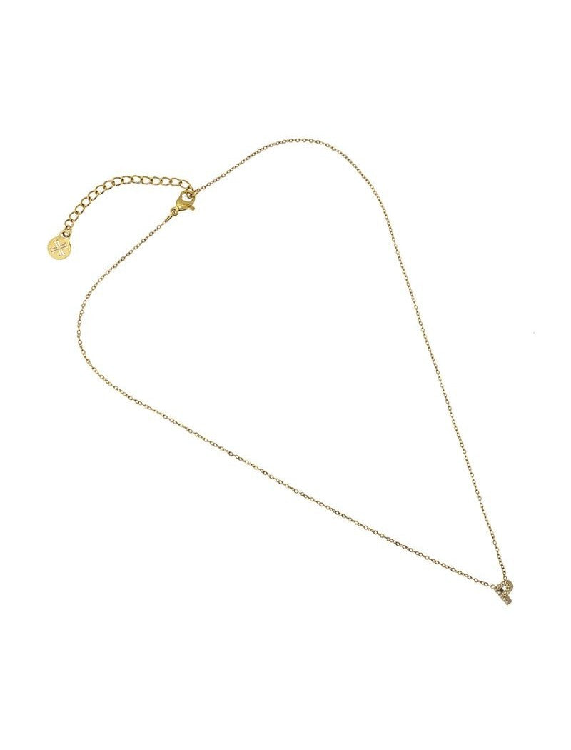 COLLIER EMILIA - JAUNE - ZIRCONIA - LETTRE P - 38+5 CM