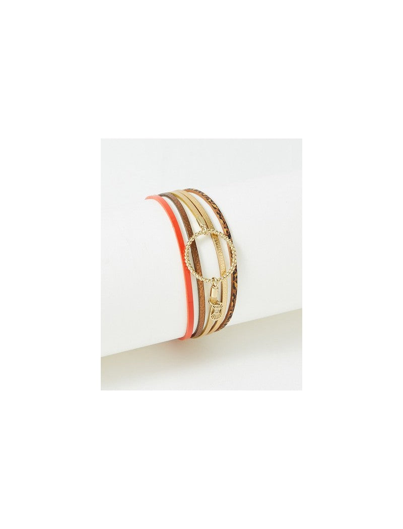 BRACELET ANNABELLE - LAITON PLAQUE - CUIR VERITABLE