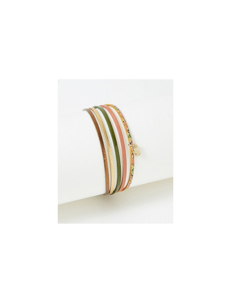 BRACELET ARTISTE - LAITON PLAQUE - CUIR VERITABLE