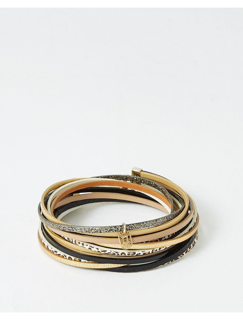 BRACELET MAGNUM - LAITON PLAQUE - CUIR VERITABLE