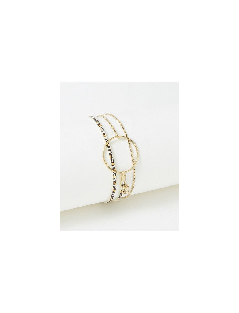 BRACELET NOLAH - LAITON PLAQUE - CUIR VERITABLE