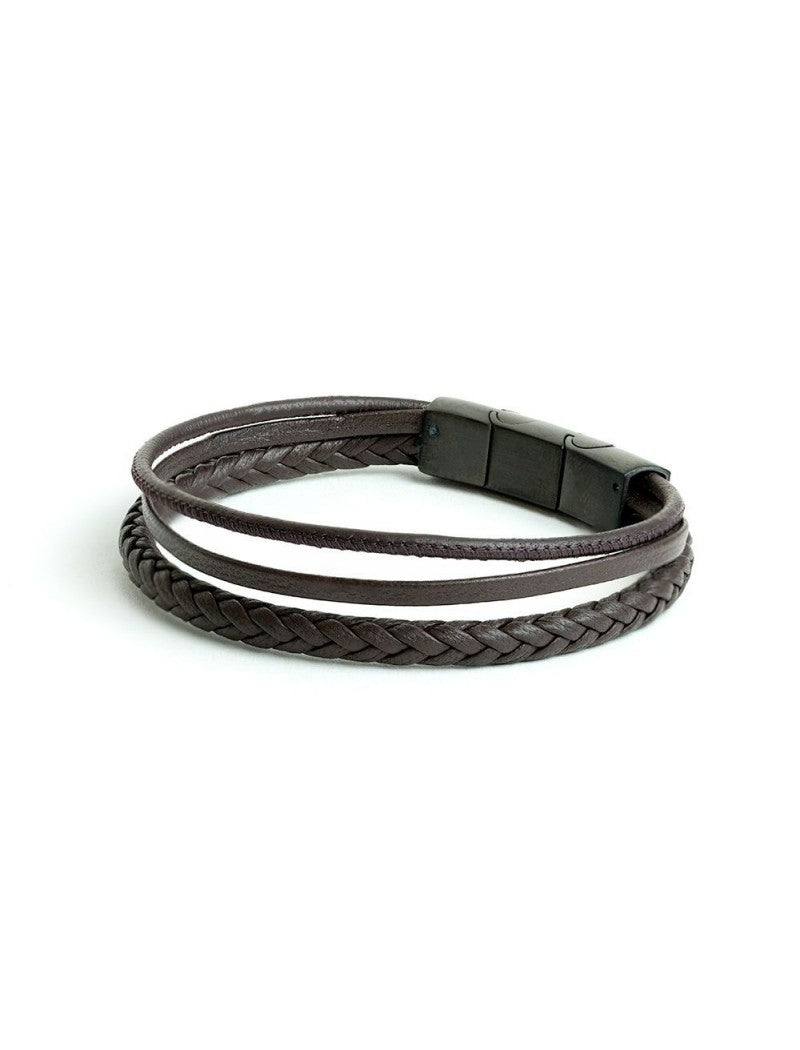 BRACELET GEMINI - CUIR BRUN - TAILLE M-L - 20+1