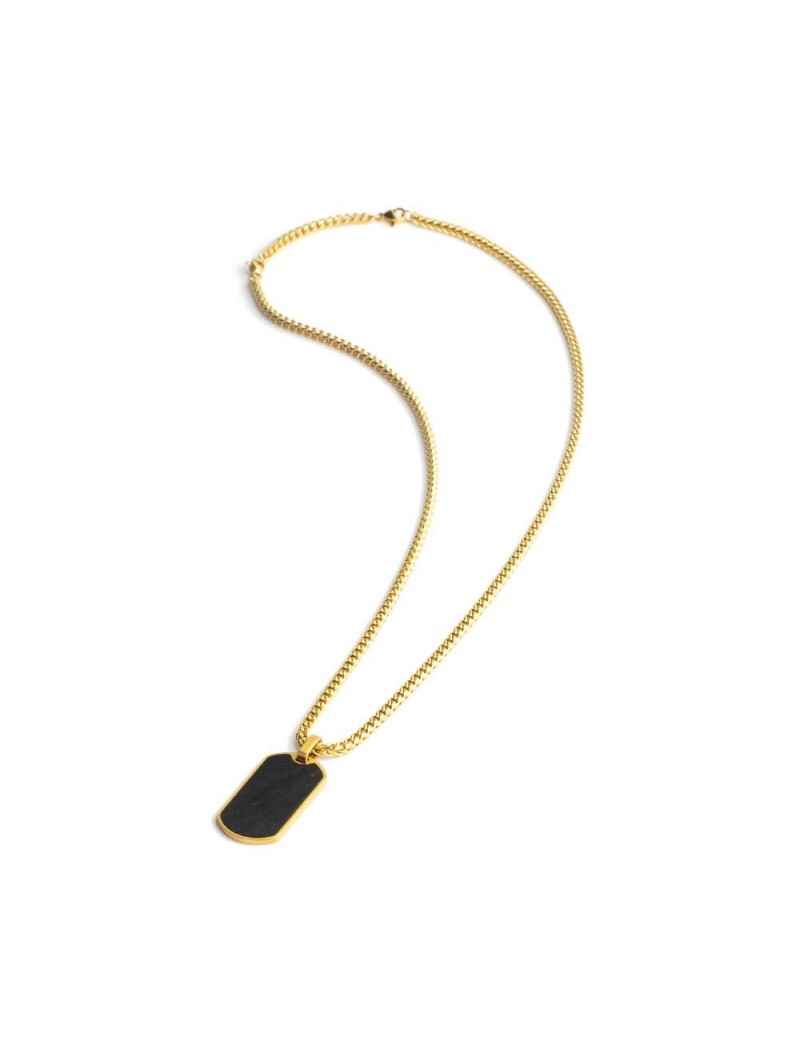 COLLIER GEMINI - PIERRE NATURELLE CARBONE- 60+5 CM