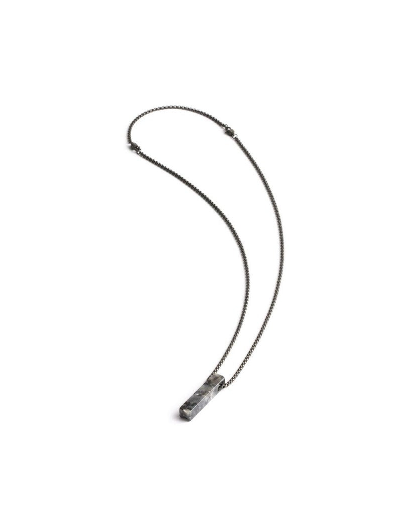 COLLIER GEMINI - PIERRE NATURELLE LARVIKITE - 47+10 CM