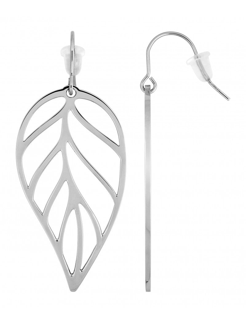 BOUCLES D'OREILLES - ACIER - FEUILLE