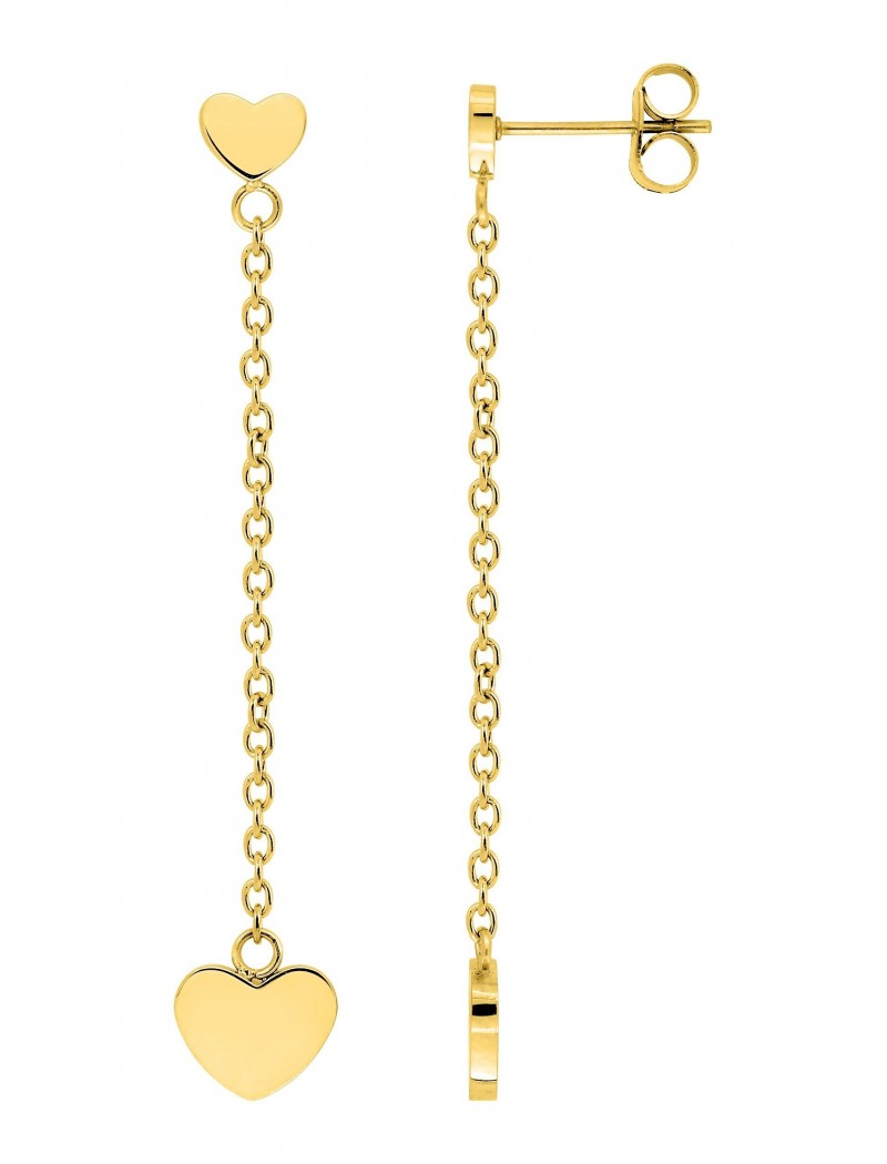 BOUCLES D'OREILLES - ACIER DORE - COEUR