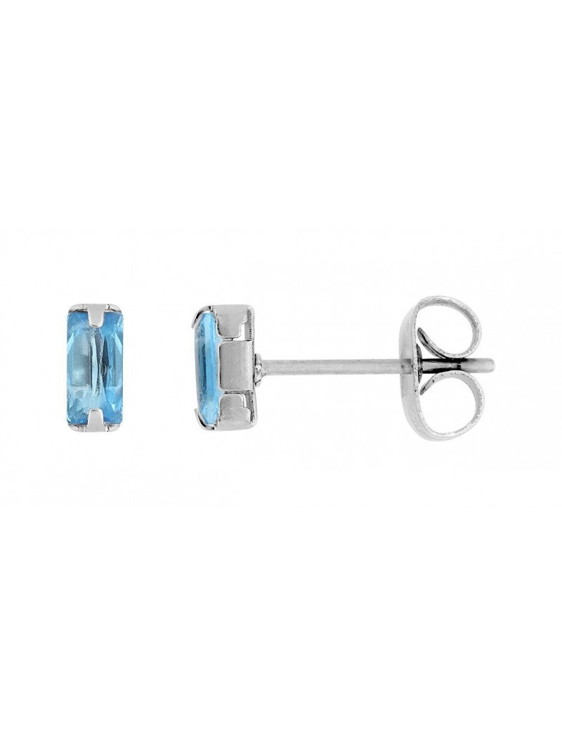 BOUCLES D'OREILLES - ACIER - ZIRCONIA BLEU