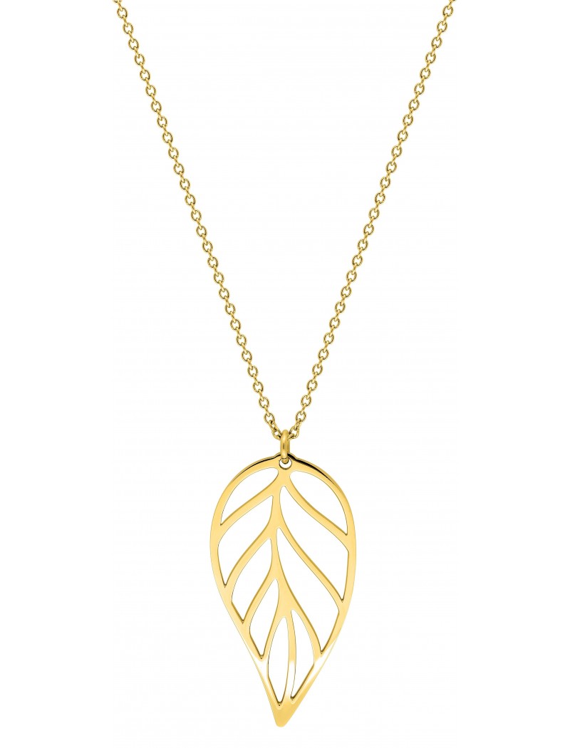 COLLIER - ACIER DORE - FEUILLE