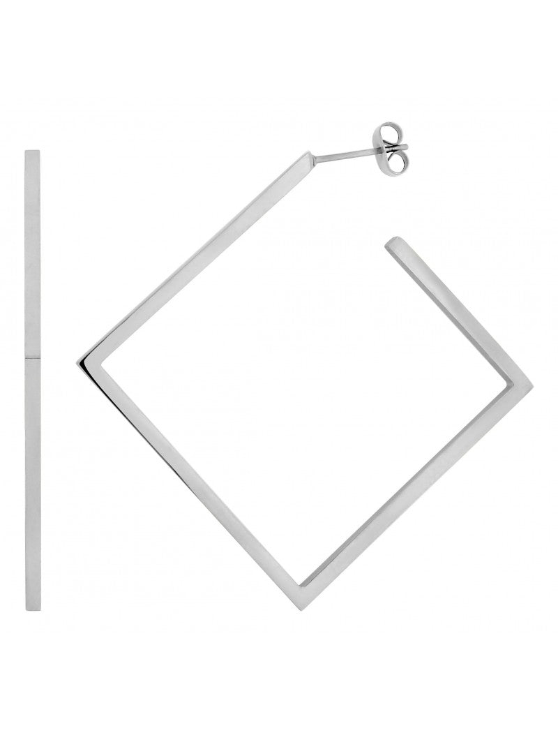 BOUCLES D'OREILLES - ACIER - CARRE