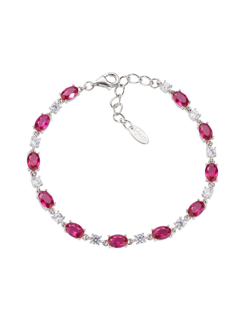 Bracelet en argent 925/1000 avec zircones rouges et blanches - Rhodié