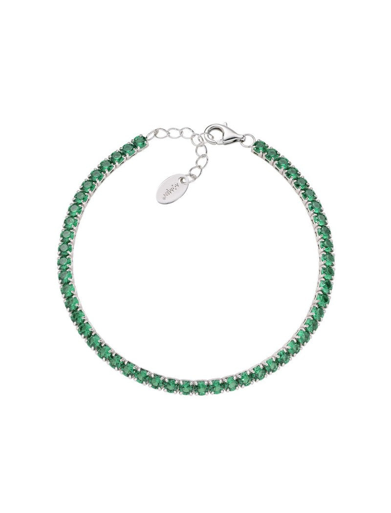 Bracelet en argent sterling avec zircons verts - Rhodié