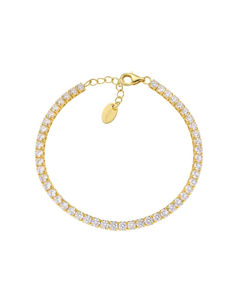 Bracelet en argent sterling avec zircons blancs - Doré