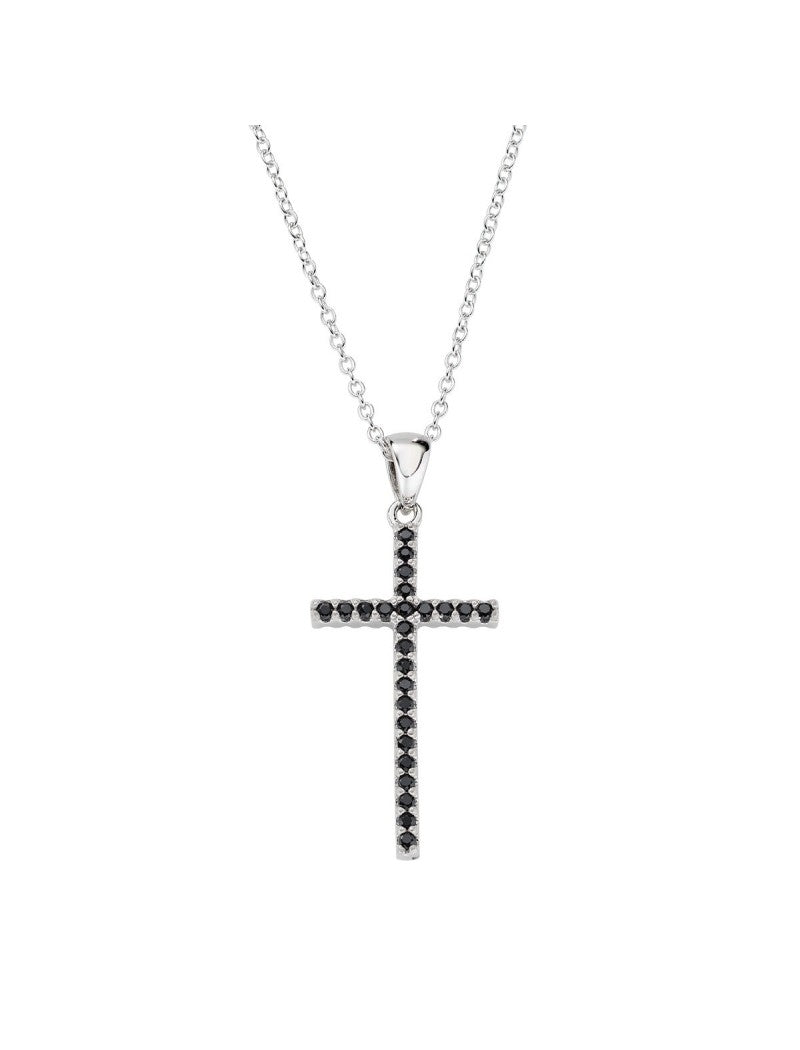 Collier en Argent 925 avec zircons noirs et blancs - Rhodié