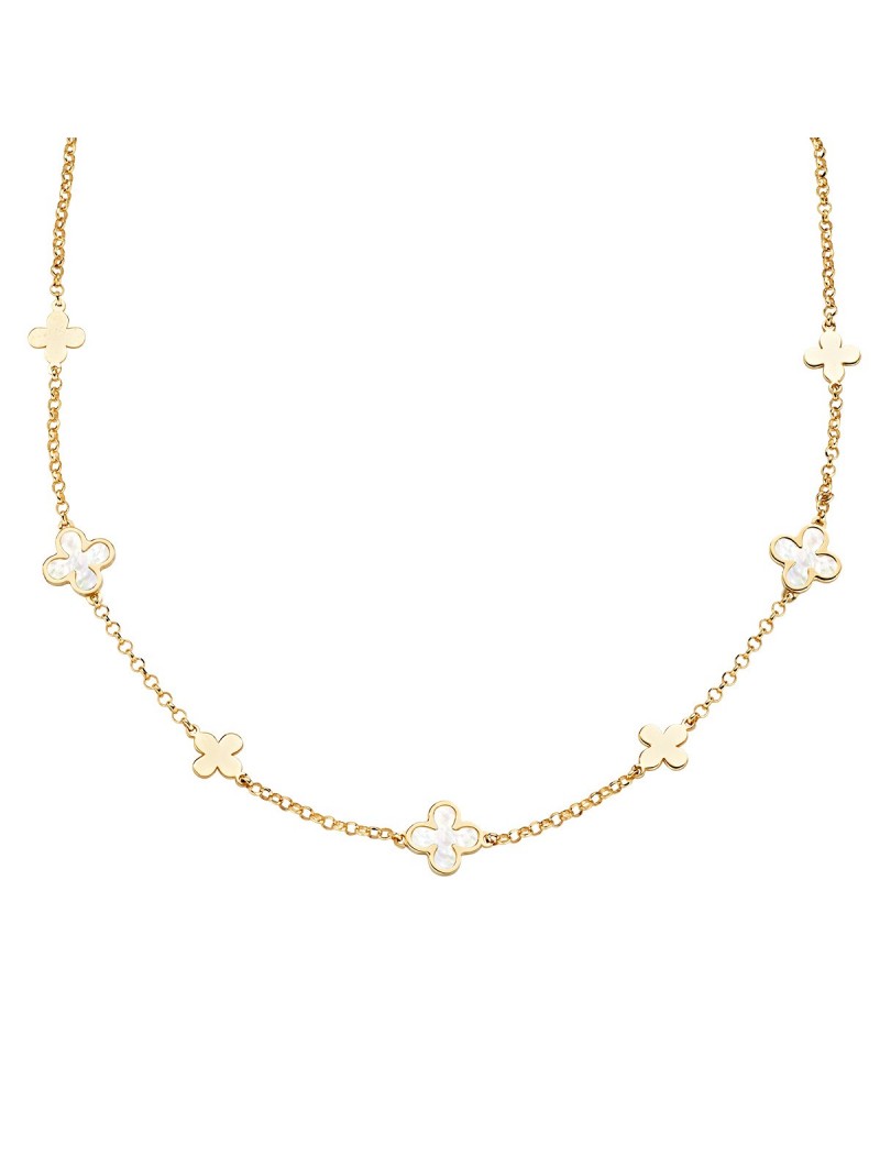 Collier en argent massif et nacre blanche - Doré