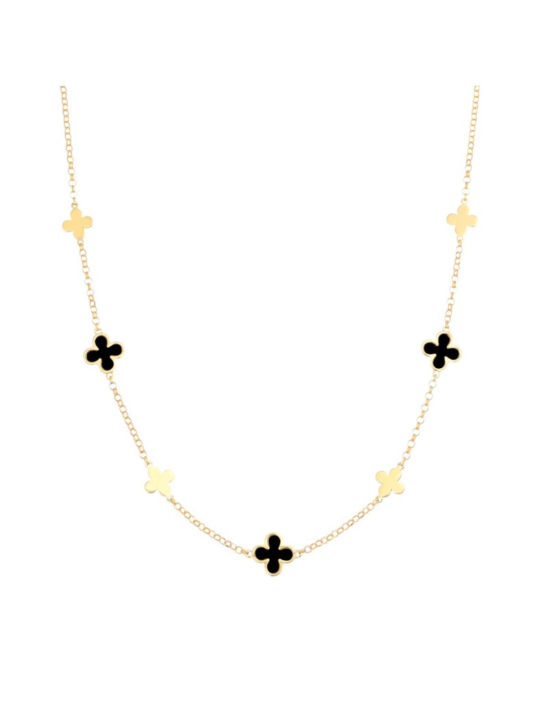 Collier en argent massif et émail noir - Doré