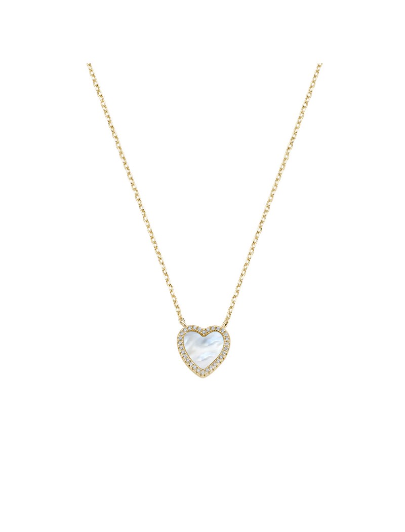 Collier en argent sterling avec nacre blanche et zircone - Or