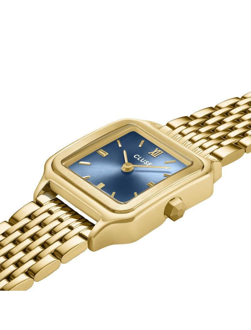 Gracieuse Petite
Montre Double Acier,
bleu cyanite,
Couleur Or