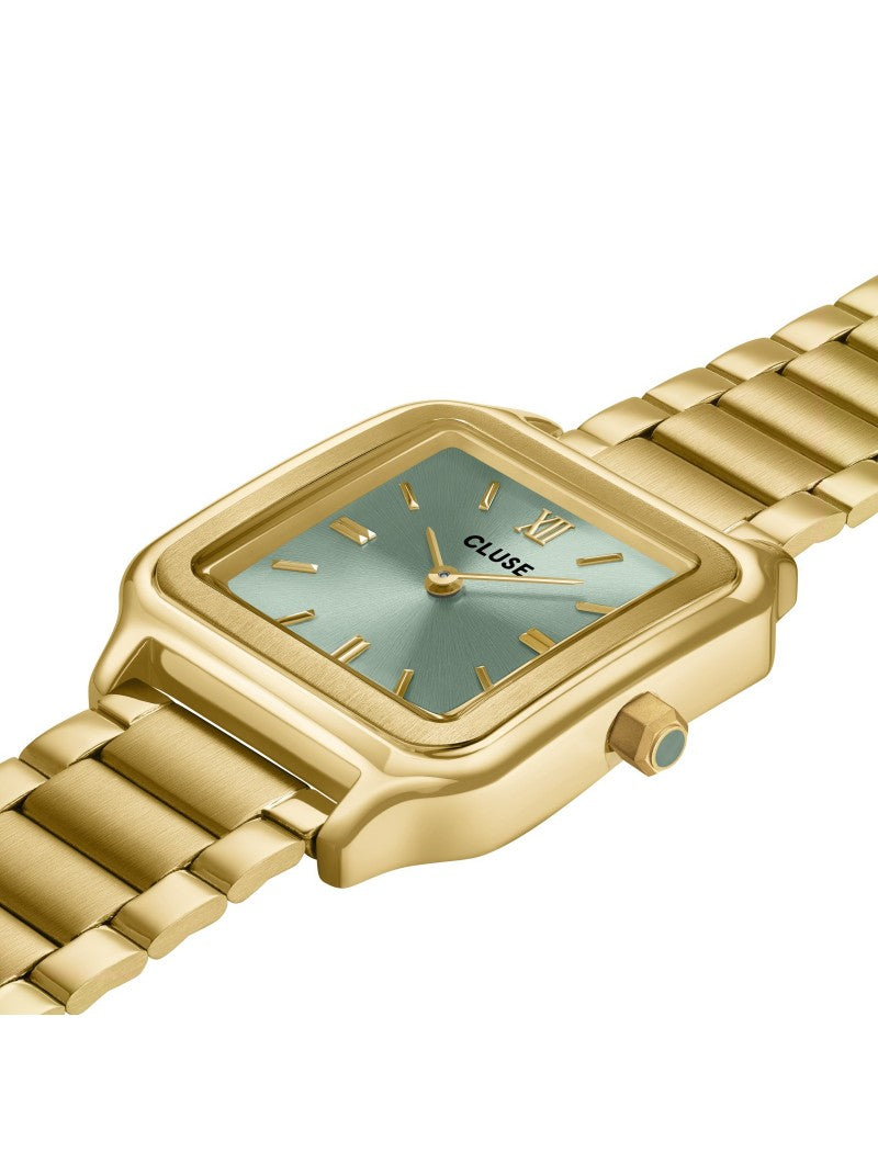 Montre Gracieuse Acier, Vert Sauge, Couleur Or