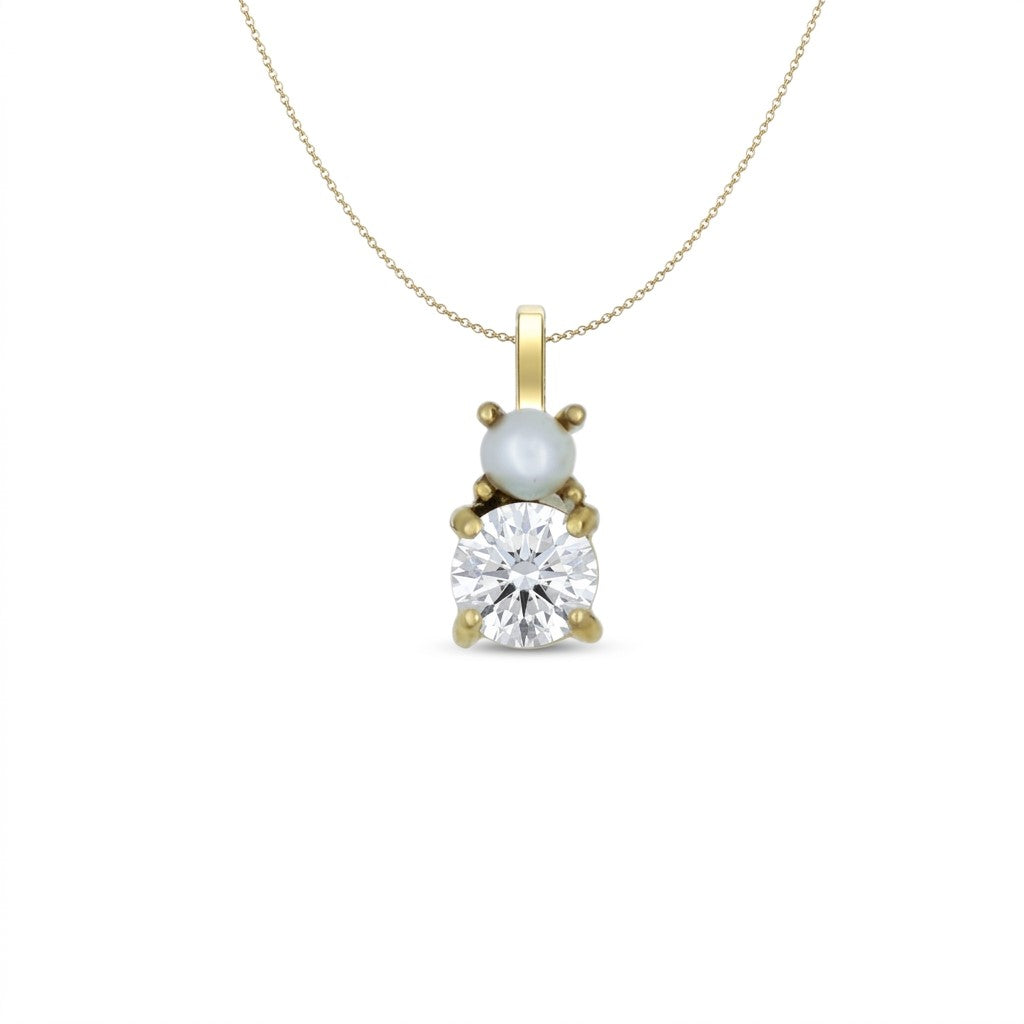 Collier femme or jaune 9 carats perle de culture et zirkonia
