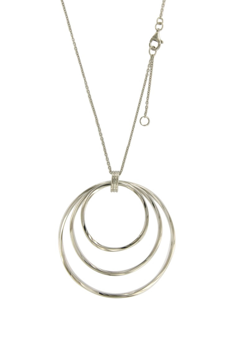 Collier femme argent rhodié triple anneau 42cm