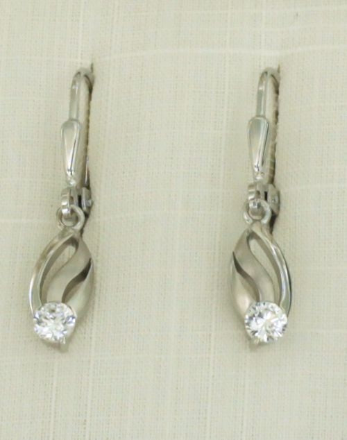 Boucles d'oreilles pendantes femme argent rhodié zirconia