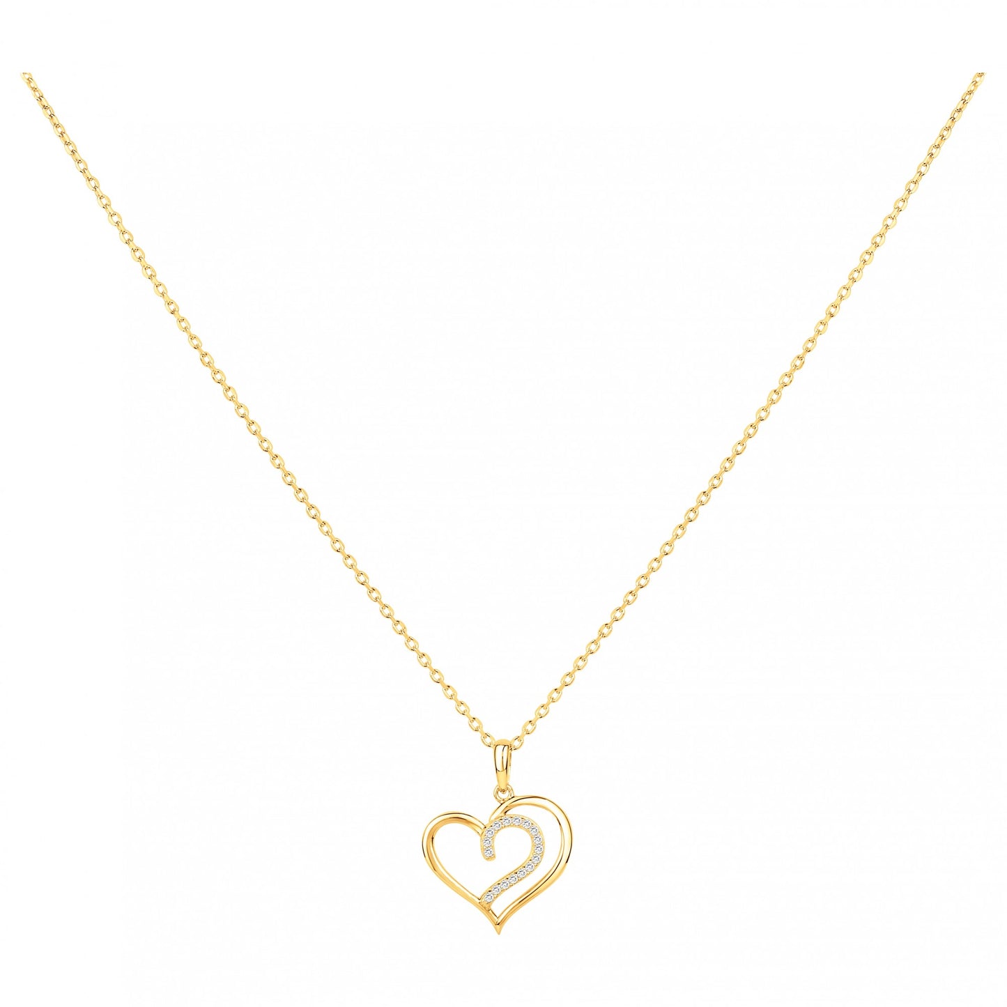 COLLIER PLAQUE OR - ZIRCONIA - COEUR