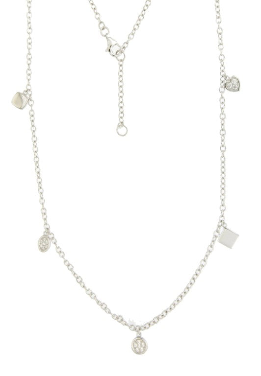 Collier femme argent rhodié charms zirconia 42cm