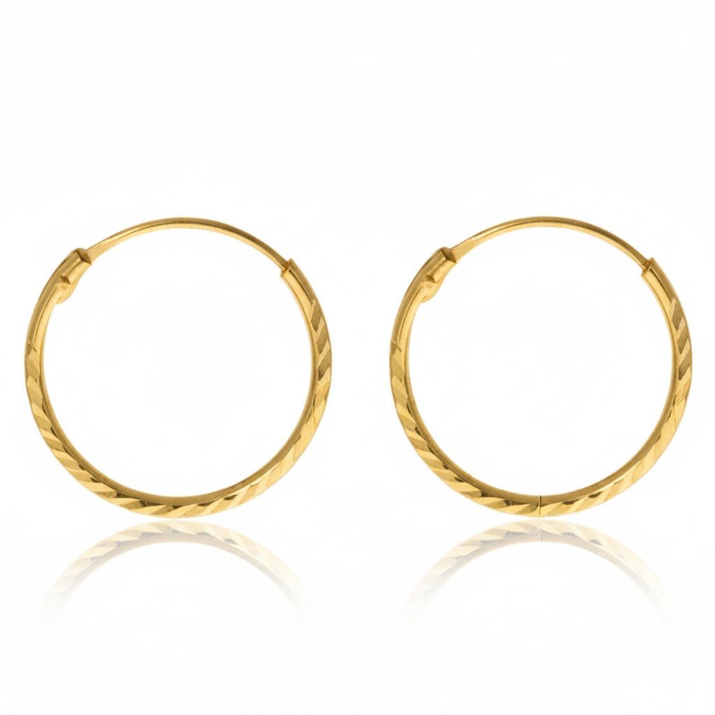 Créoles femme or jaune 9 carats martelé 18 mm