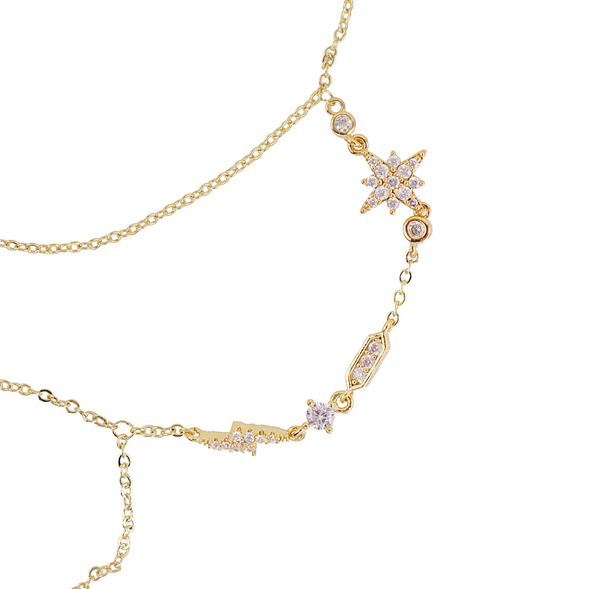 Bracelet-bague femme acier doré étoile et zirconia