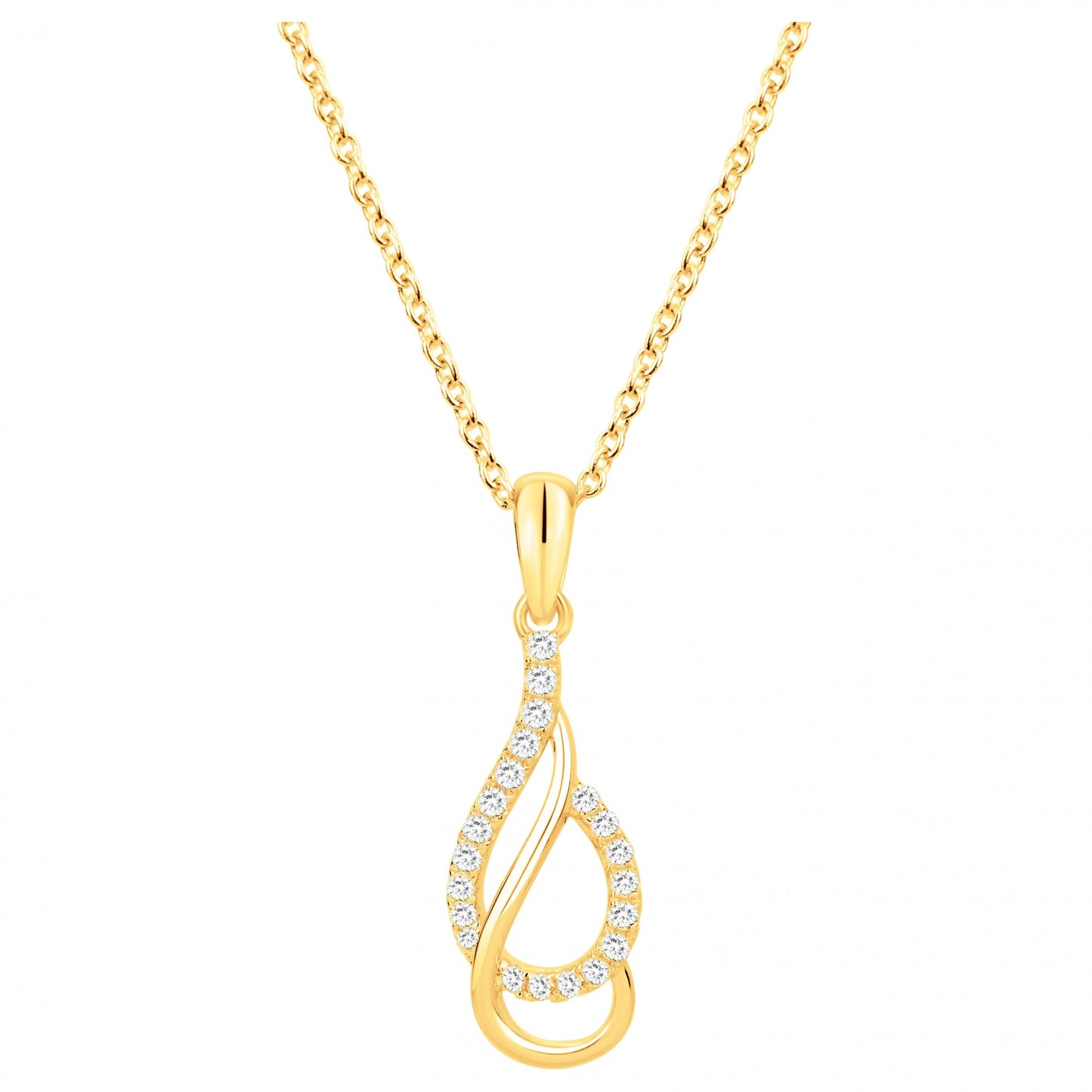 Collier femme plaqué or jaune pendentif zirconia