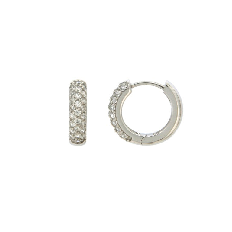 Créoles femme argent rhodié pavé zirconia 16 mm