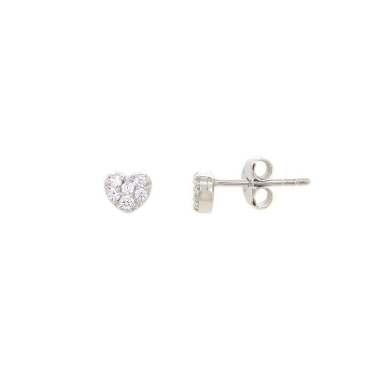 BOUCLES D'OREILLES ARGENT RHODIE - ZIRCONIA - COEUR